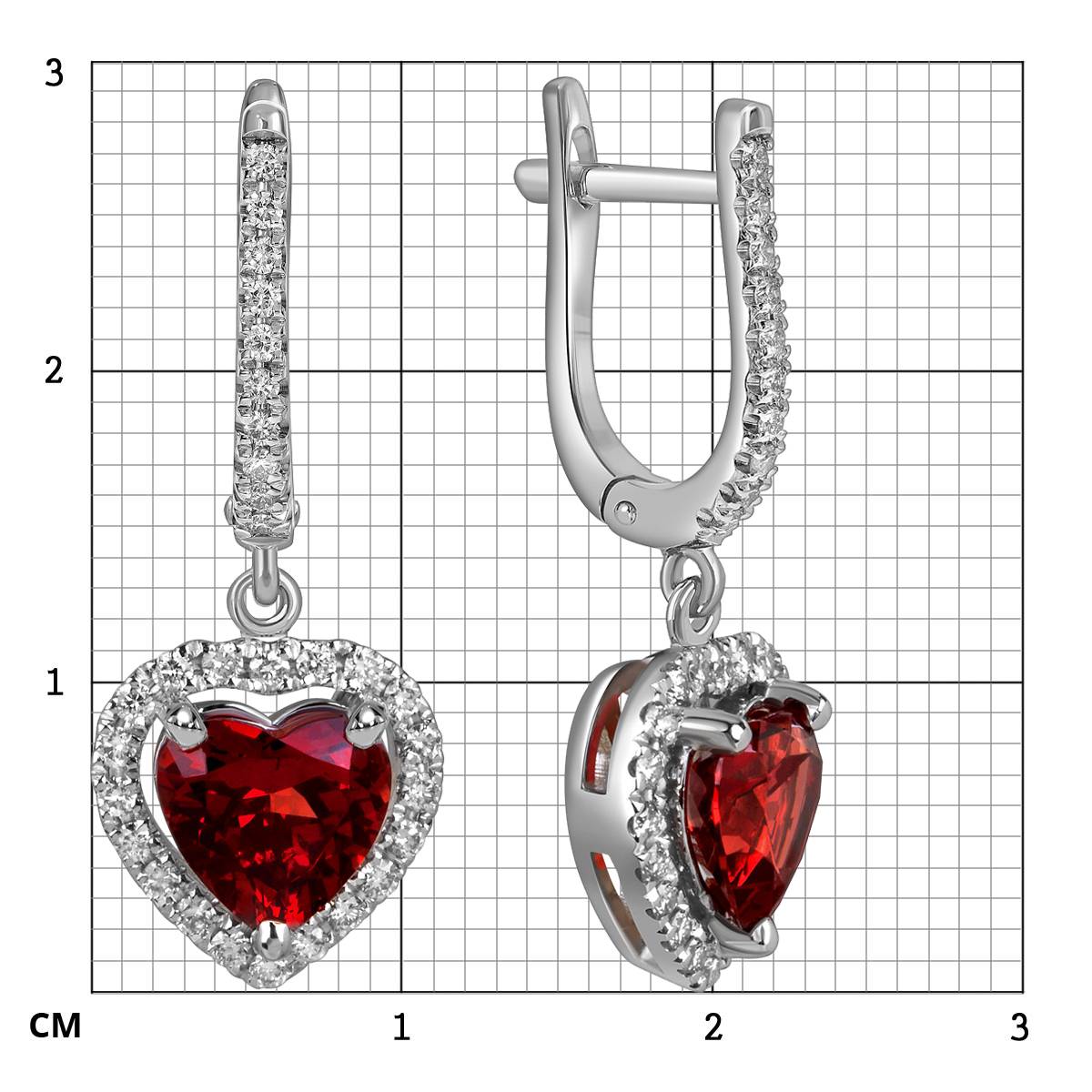 Серьги из белого золота с бриллиантами и грантами 