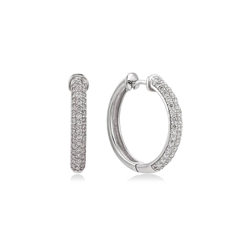 Серьги конго из белого золота с бриллиантами (054165)
