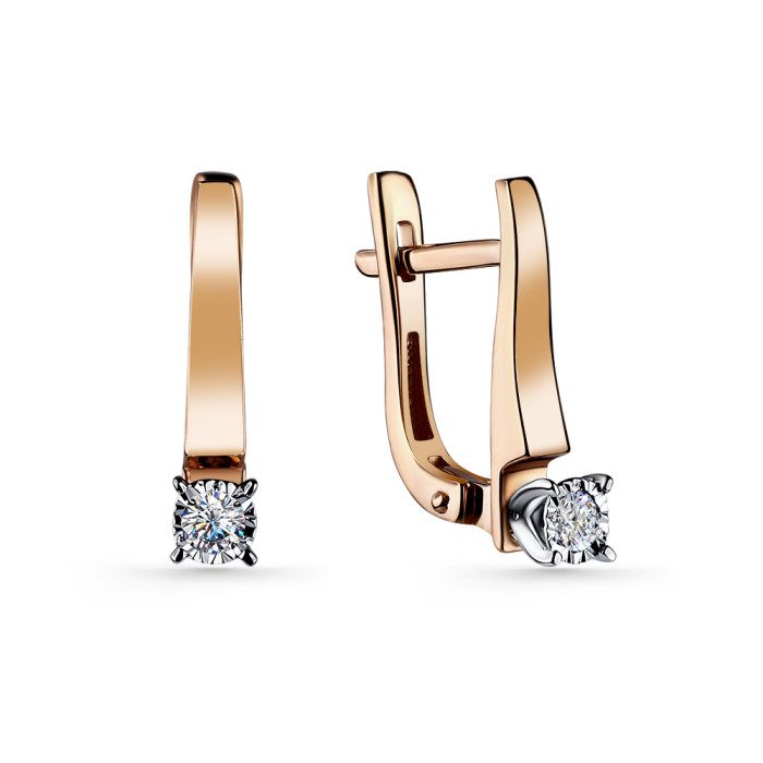 Серьги из красного золота с бриллиантами (052970)