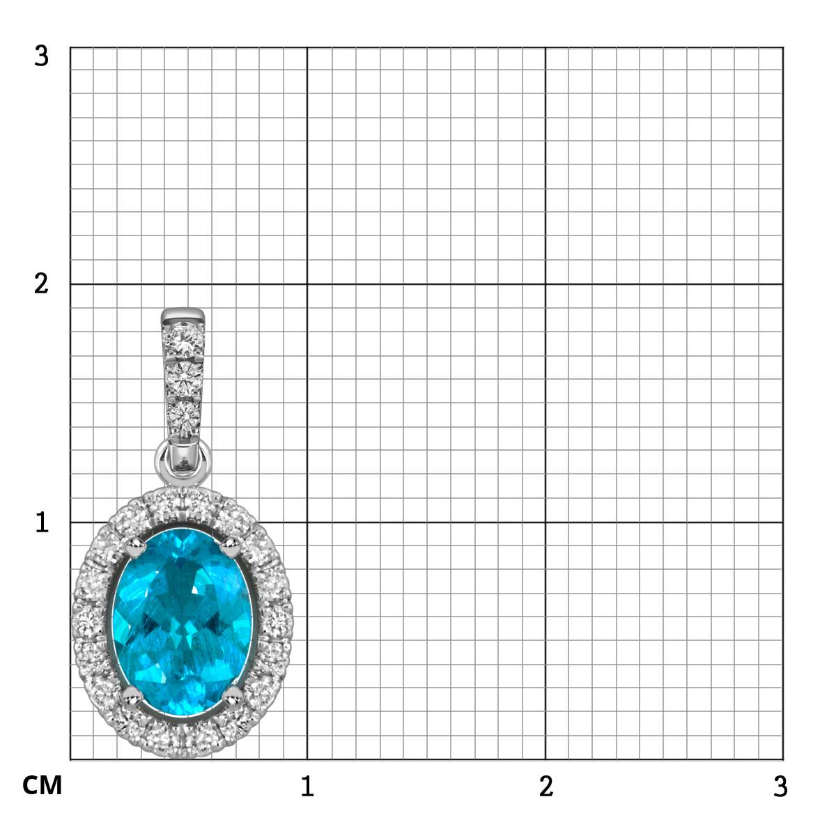 Кулон из белого золота с бриллиантами и топазом (058823)