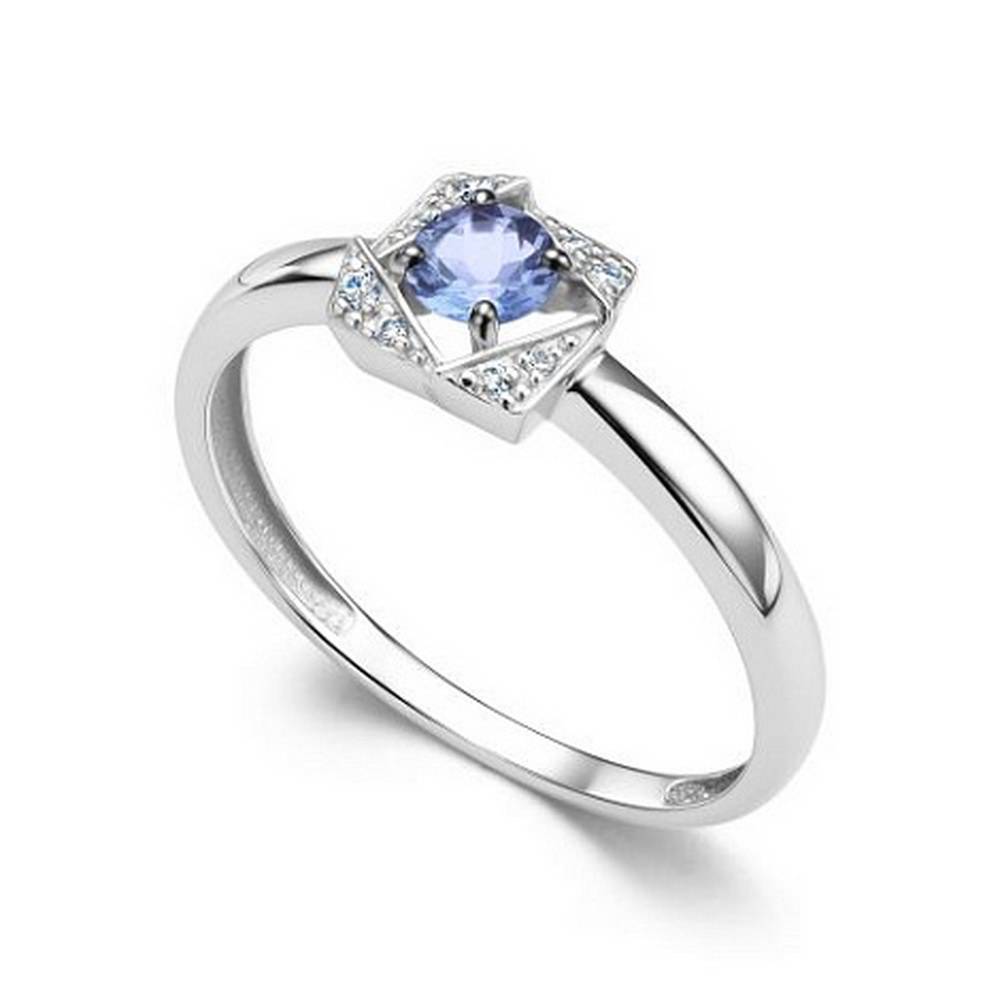 Кольцо из белого золота с танзанитом и бриллиантами (061187)