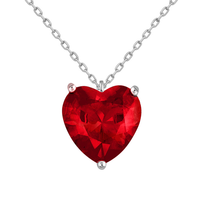 Колье из белого золота с рубином "Сердце" (060561)
