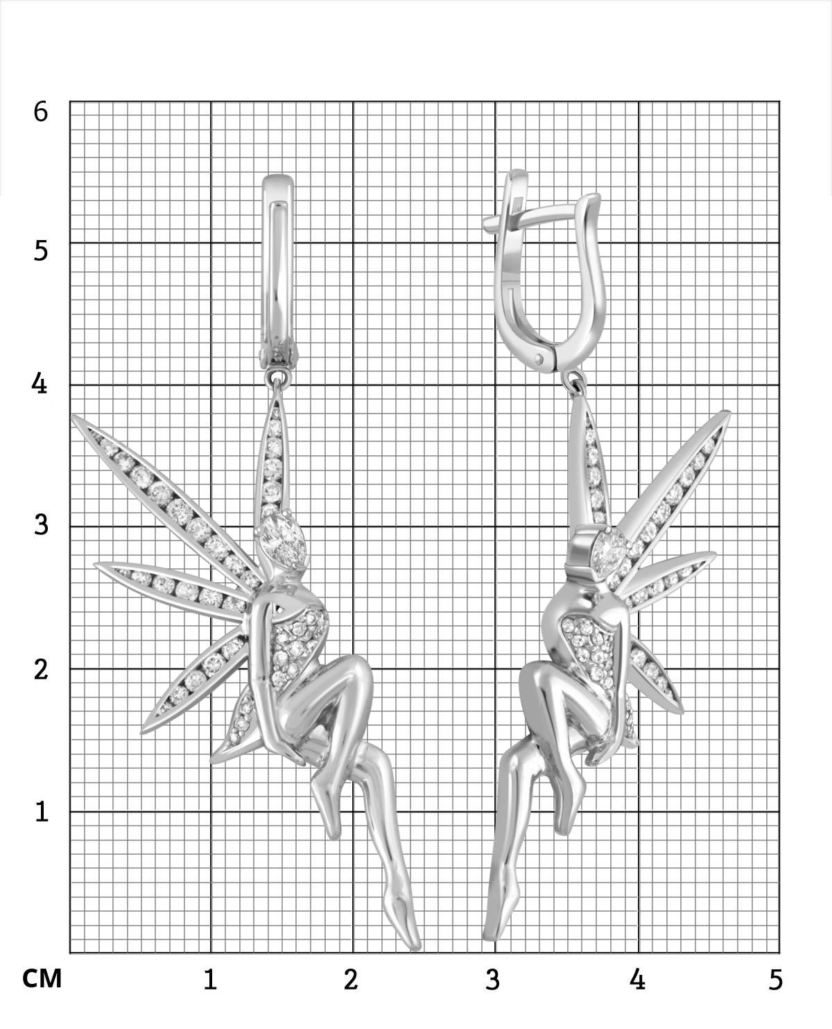 Серьги из белого золота с бриллиантами (048066)