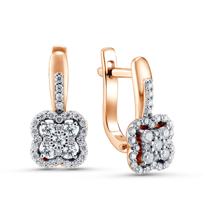 Серьги из красного золота с бриллиантами (051404)