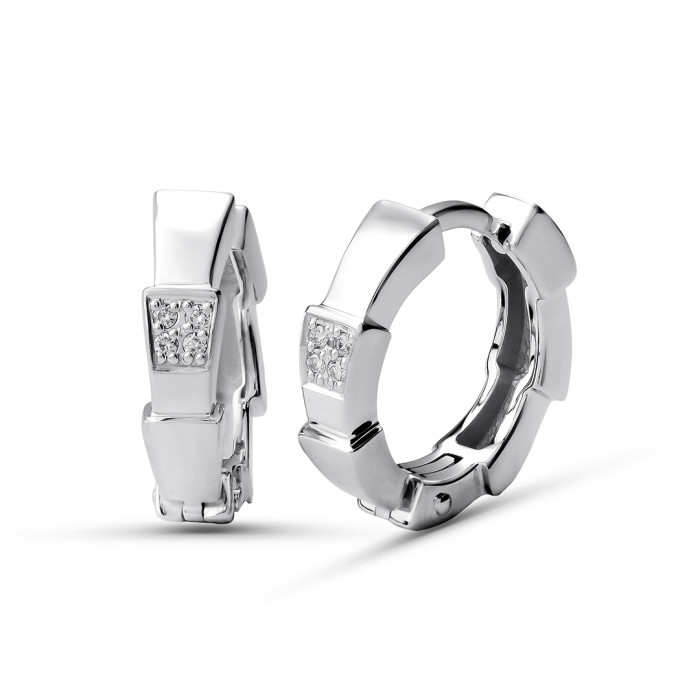 Серьги из белого золота с бриллиантами  (059960)