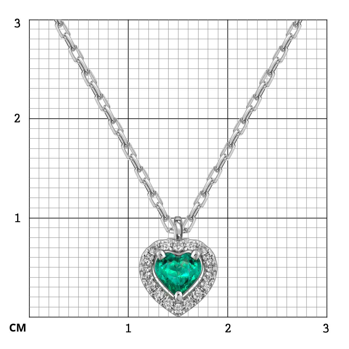 Колье из белого золота с изумрудом 