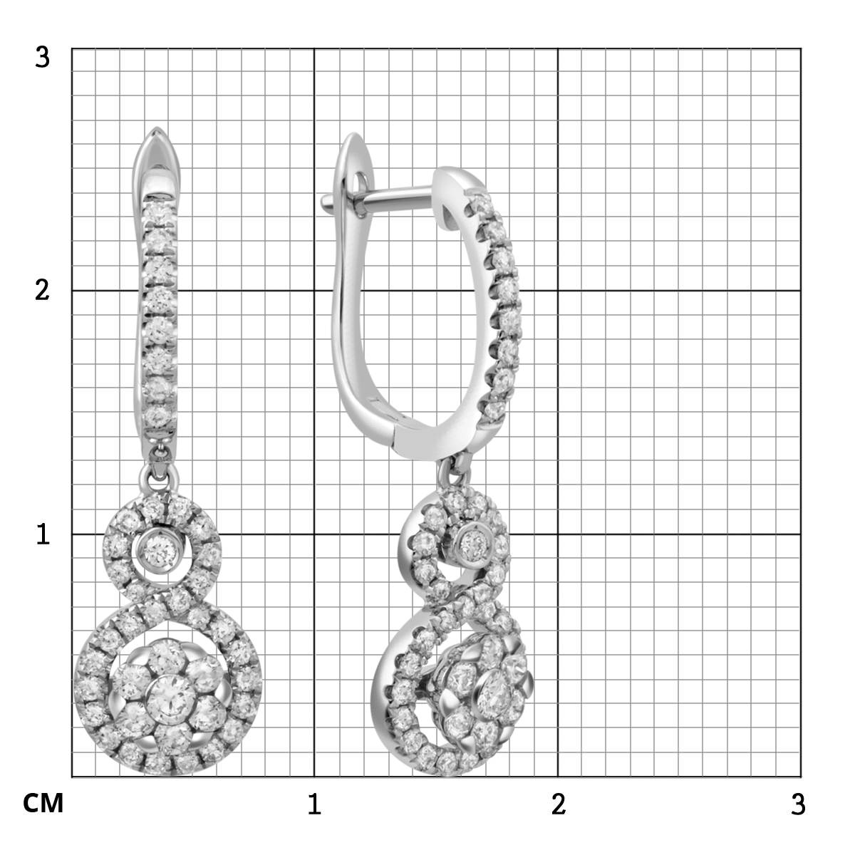 Серьги из белого золота с бриллиантами (032144)