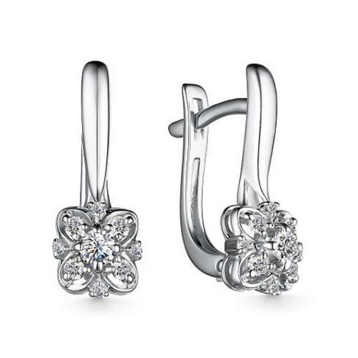 Серьги из белого золота с бриллиантами (059473)