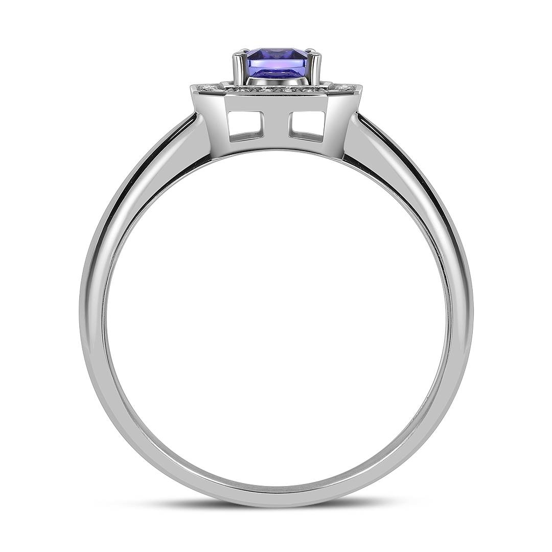 Кольцо из белого золота с бриллиантами и танзанитом (061554)