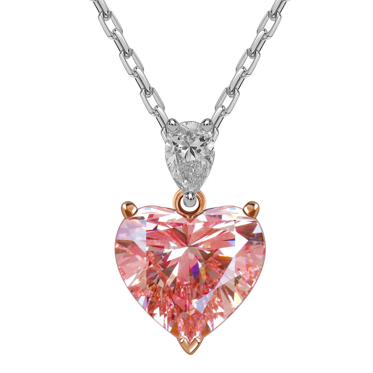 Колье из белого золота с розовым бриллиантом 