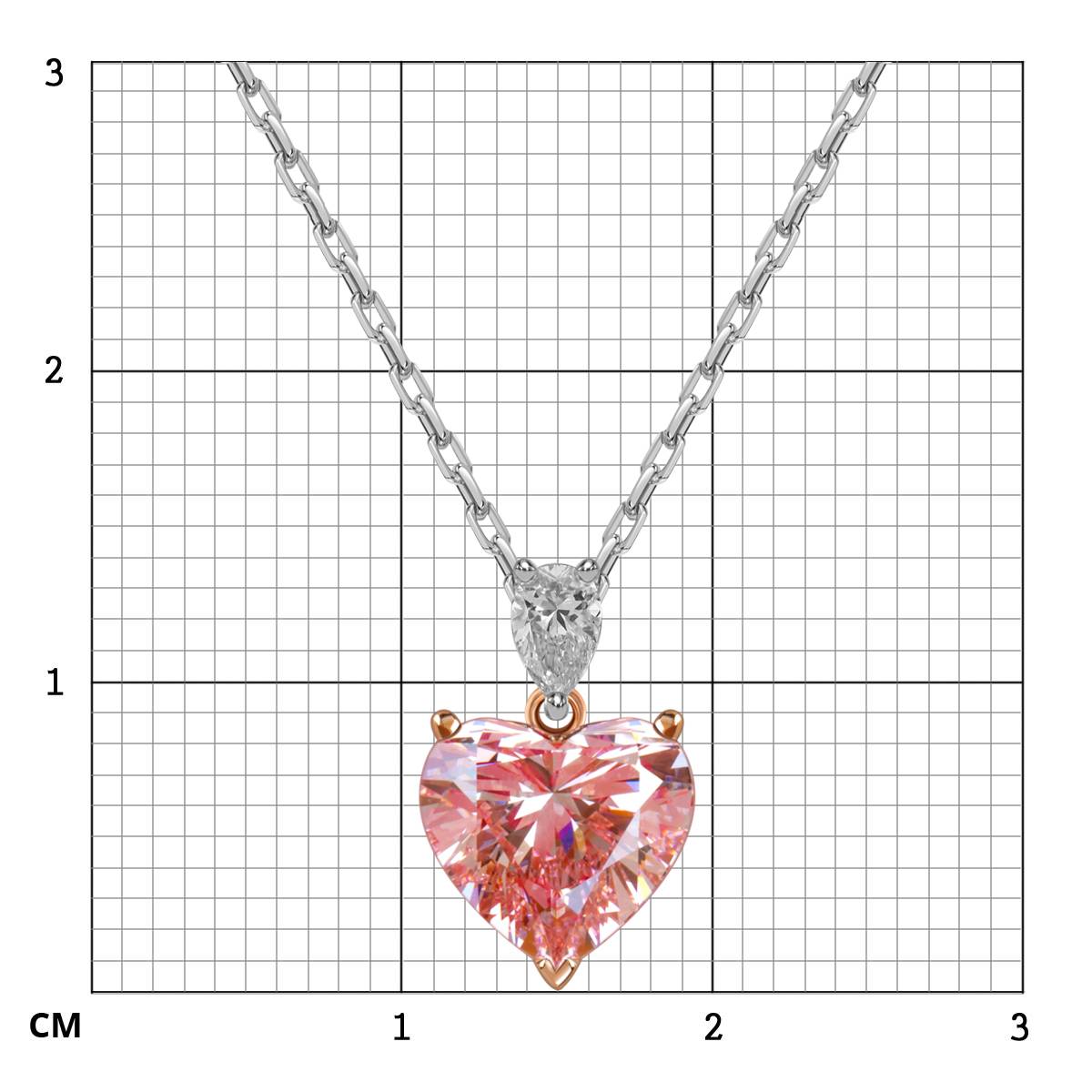 Колье из белого золота с розовым бриллиантом 