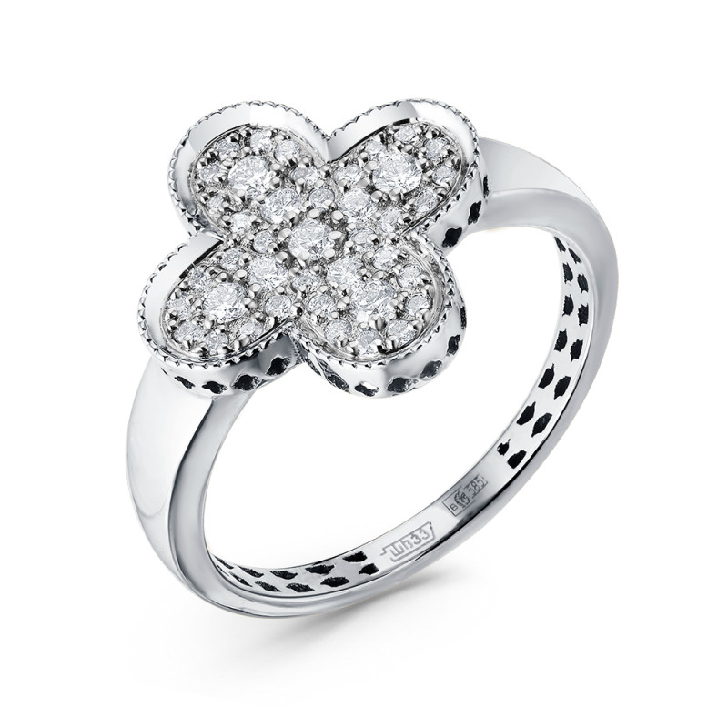 Кольцо из белого золота с бриллиантами (058713)