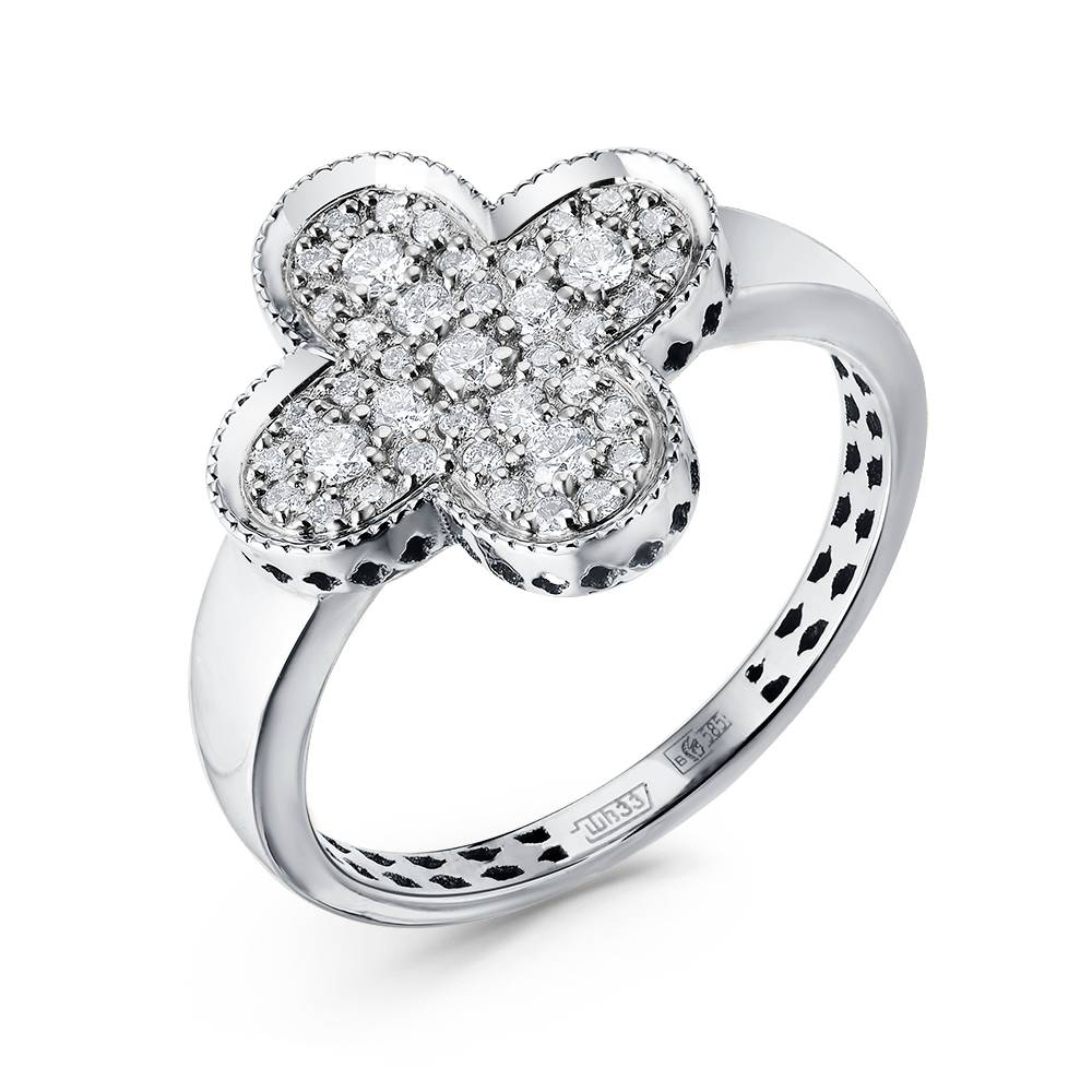 Кольцо из белого золота с бриллиантами (058713)