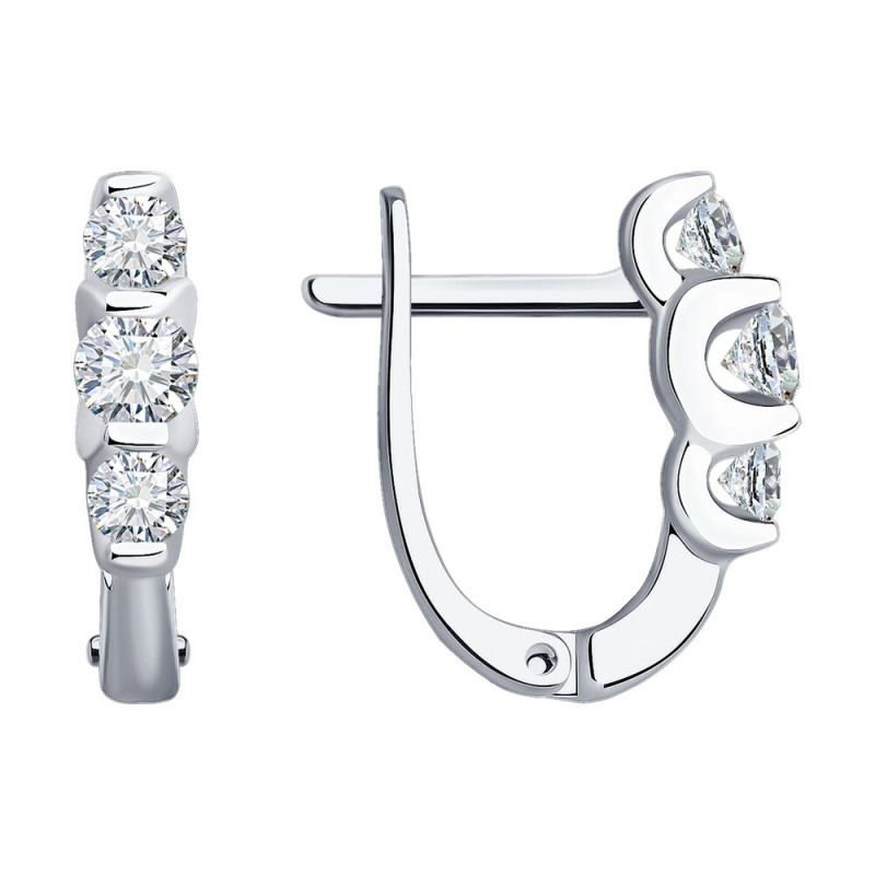 Серьги из белого золота с бриллиантами (048381)