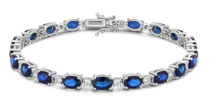 Браслет из белого золота с бриллиантами и сапфирами (039460)