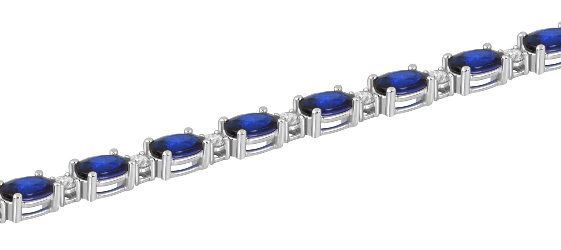 Браслет из белого золота с бриллиантами  и сапфирами (039460)