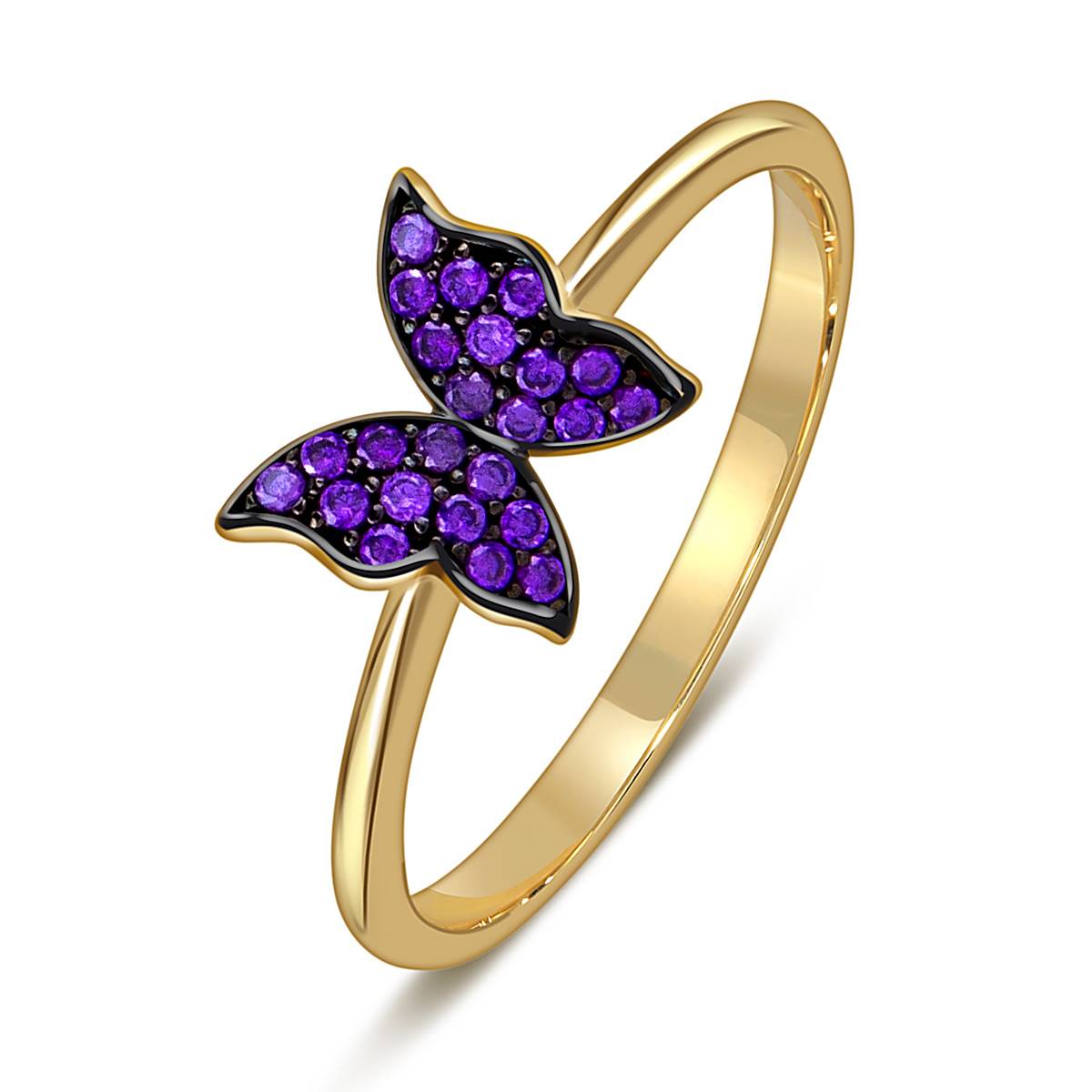 Кольцо из жёлтого золота с фианитами 