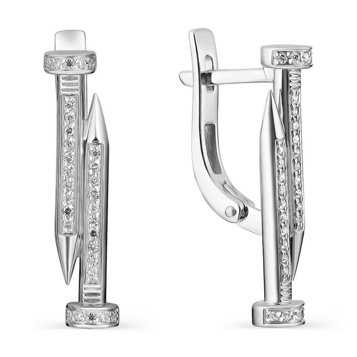 Серьги из белого золота с бриллиантами (056178)