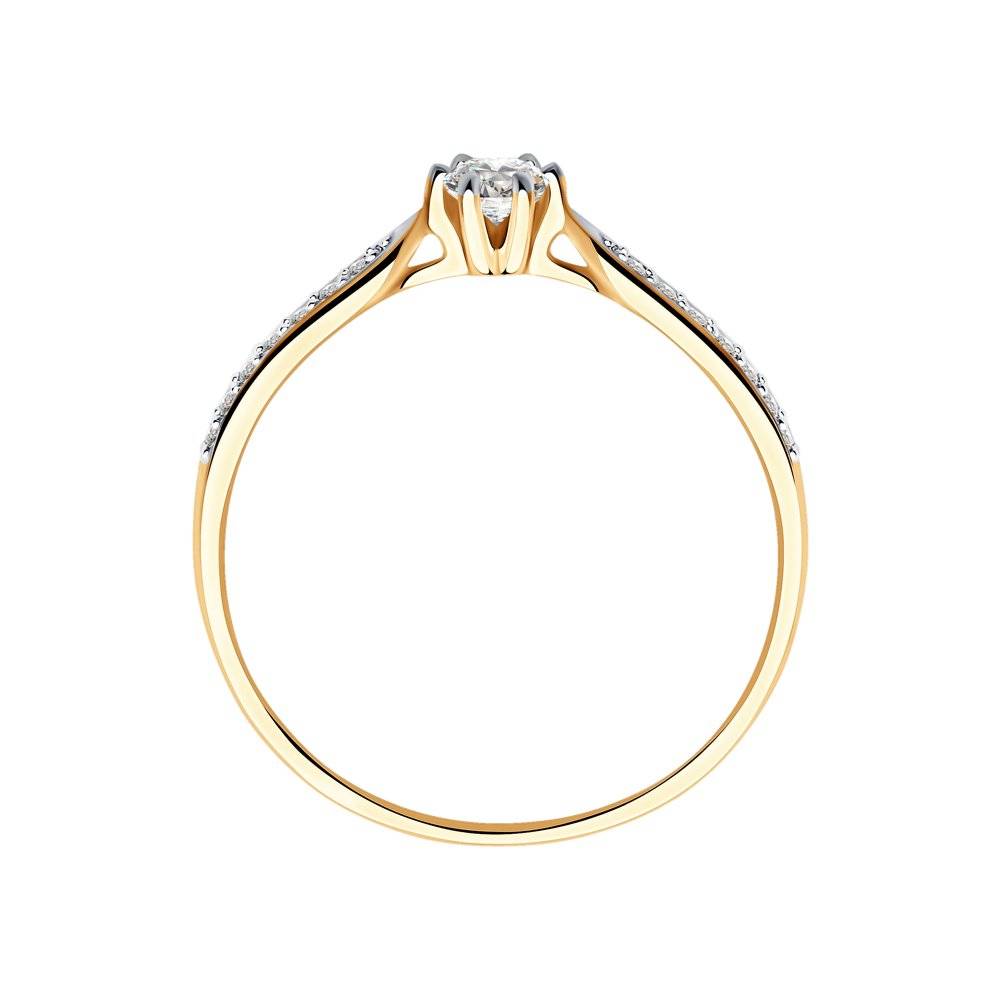 Помолвочное кольцо из красного золота с бриллиантами (042875)