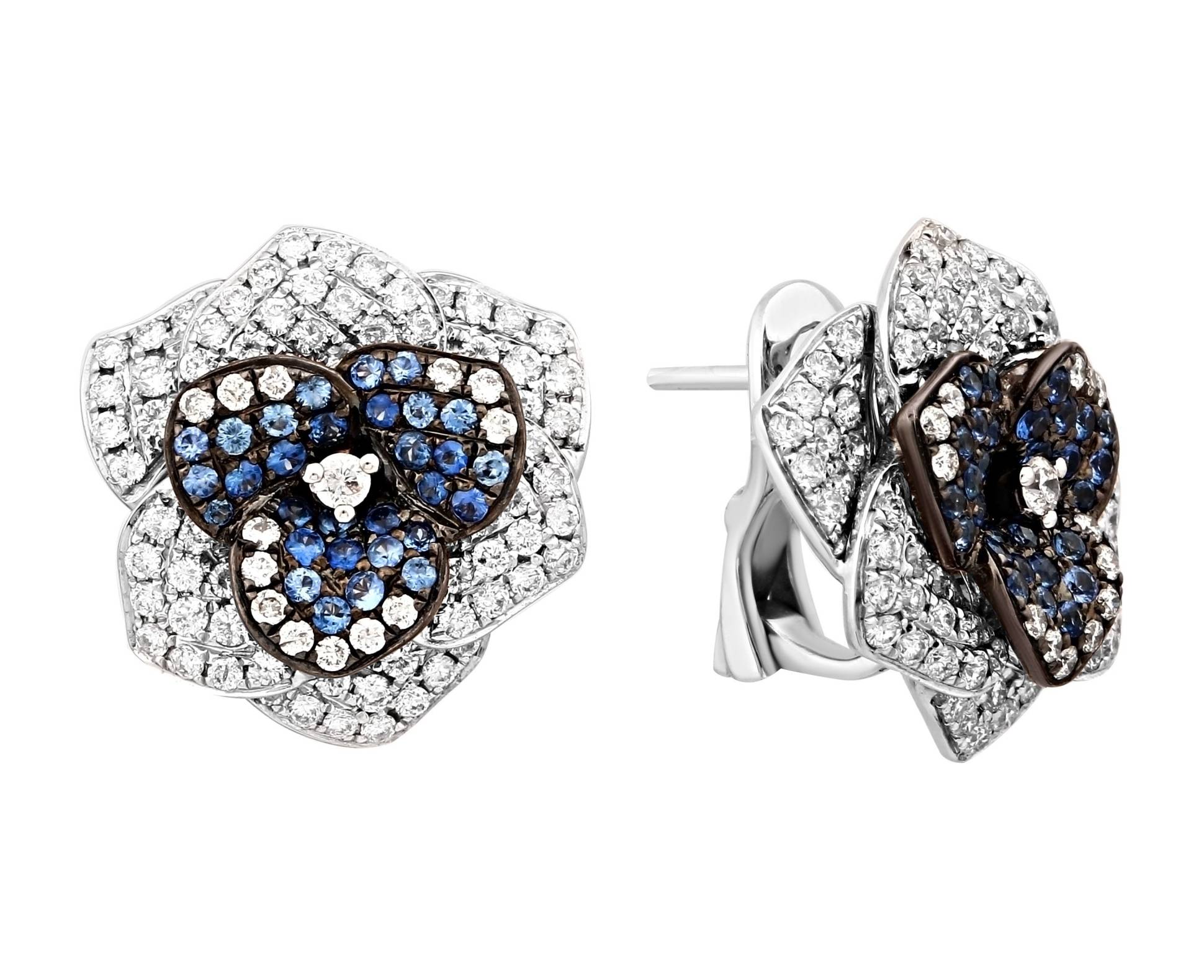 Серьги из белого золота с бриллиантами и сапфирами (011400)