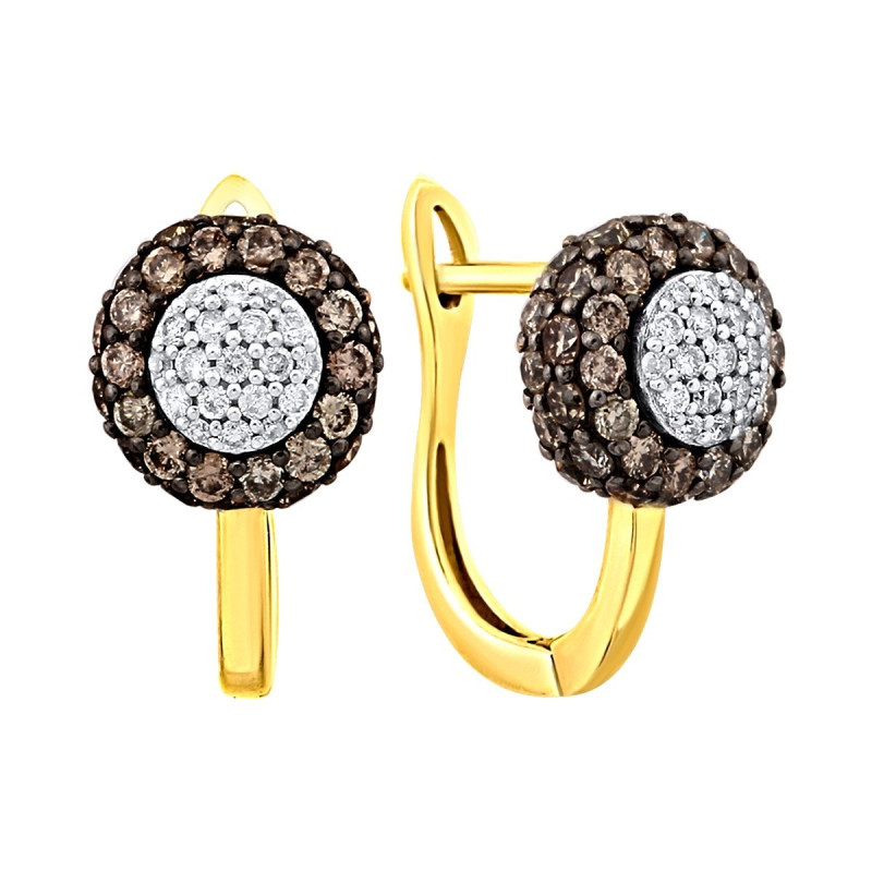 Серьги из комбинированного золота с бриллиантами (012698)