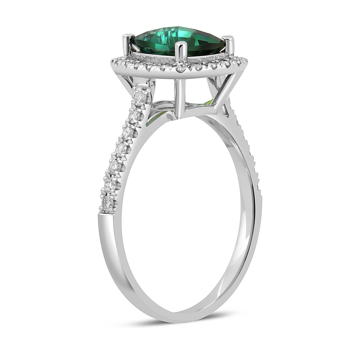 Кольцо из белого золота с зелёным турмалином (047286)