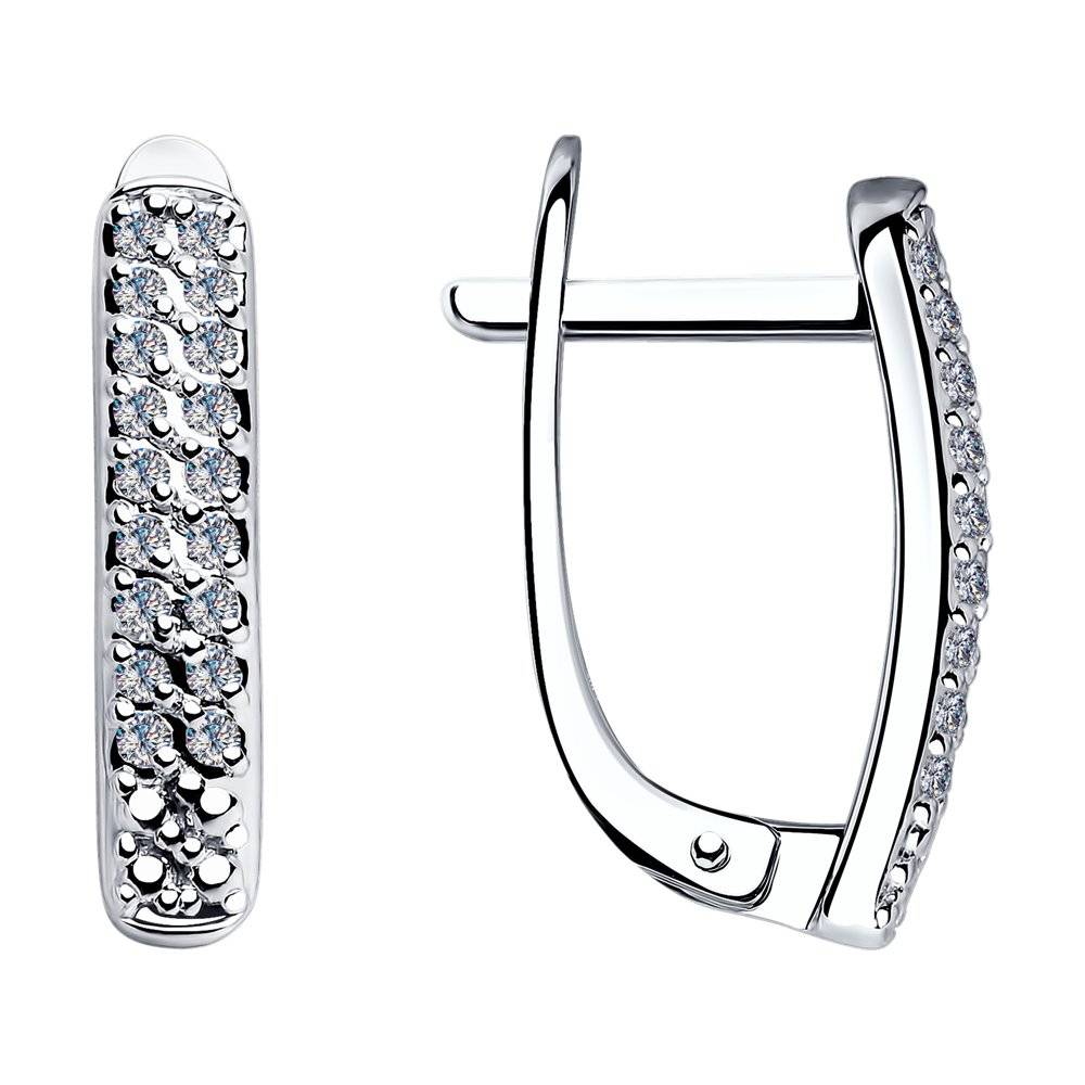 Серьги из белого золота с бриллиантами (043897)