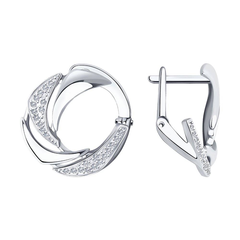 Серьги из белого золота с бриллиантами (043925)