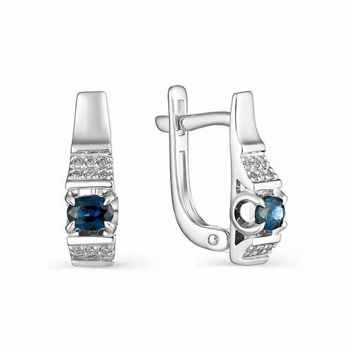 Серьги из белого золота с бриллиантами и сапфирами (034563)
