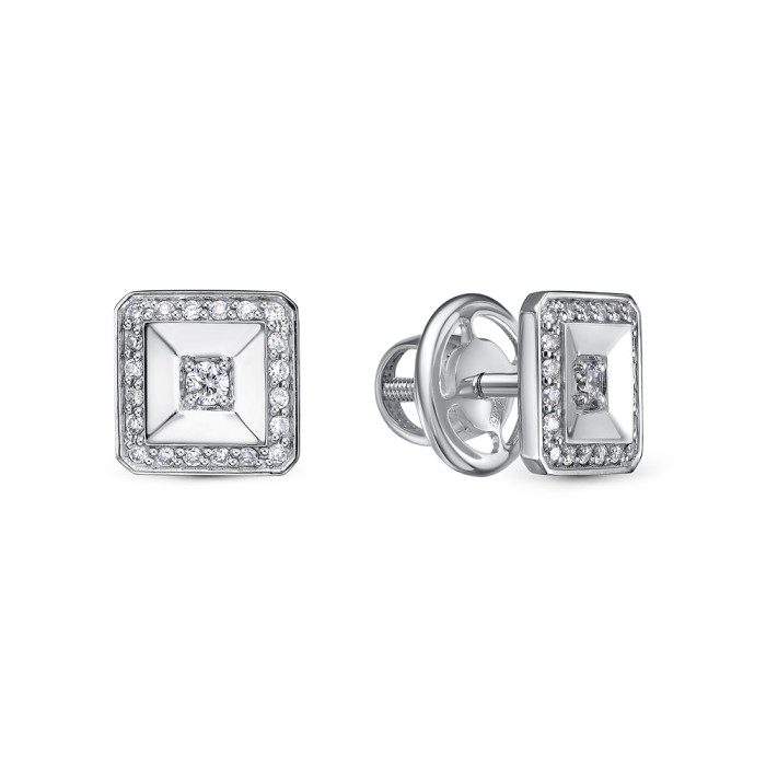 Серьги пусеты из платины с бриллиантами (057997)