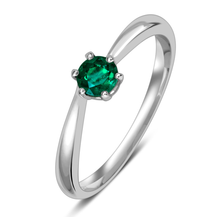 Помолвочное кольцо из платины с изумрудом (049051)