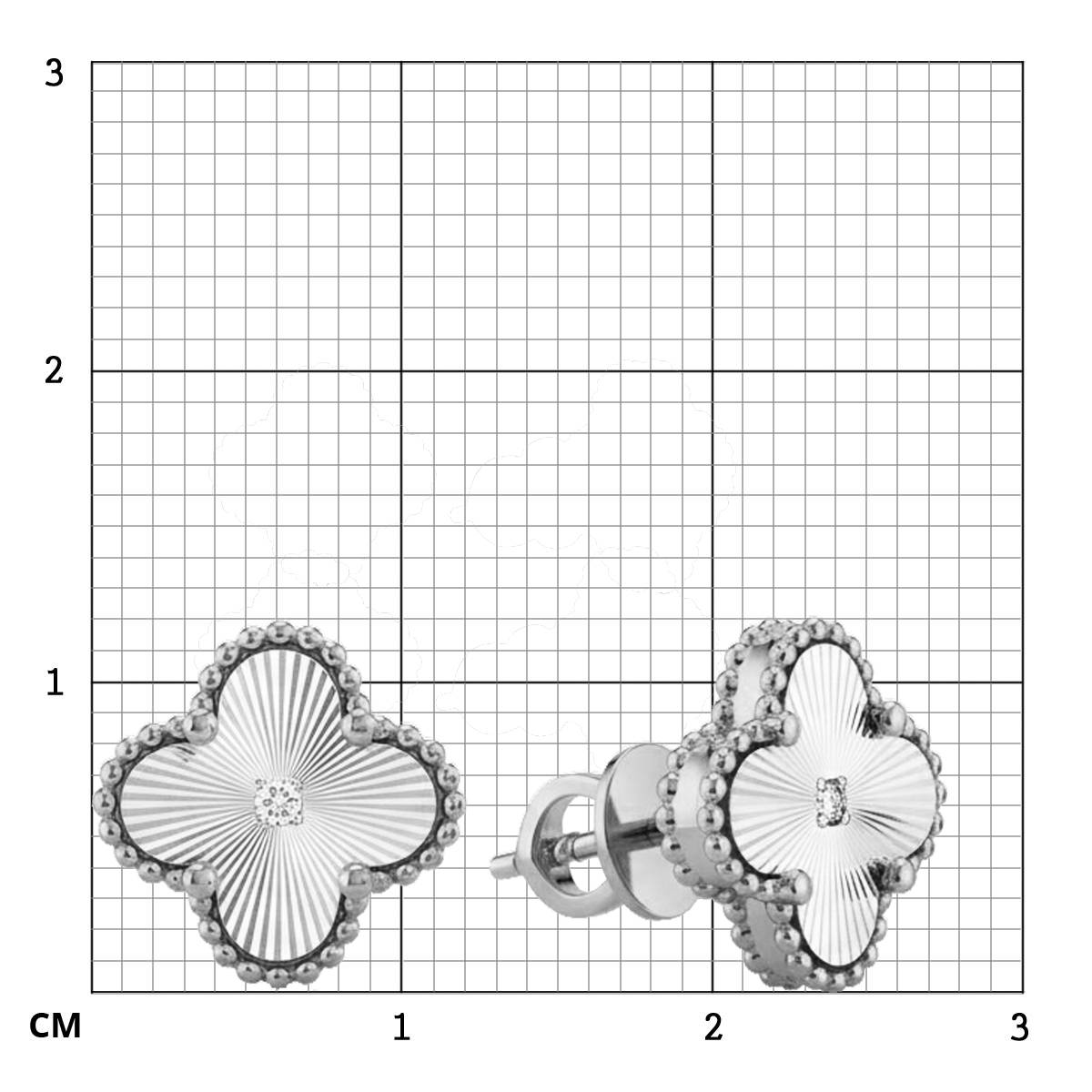 Серьги пусеты из белого золота с бриллиантами  (057644)