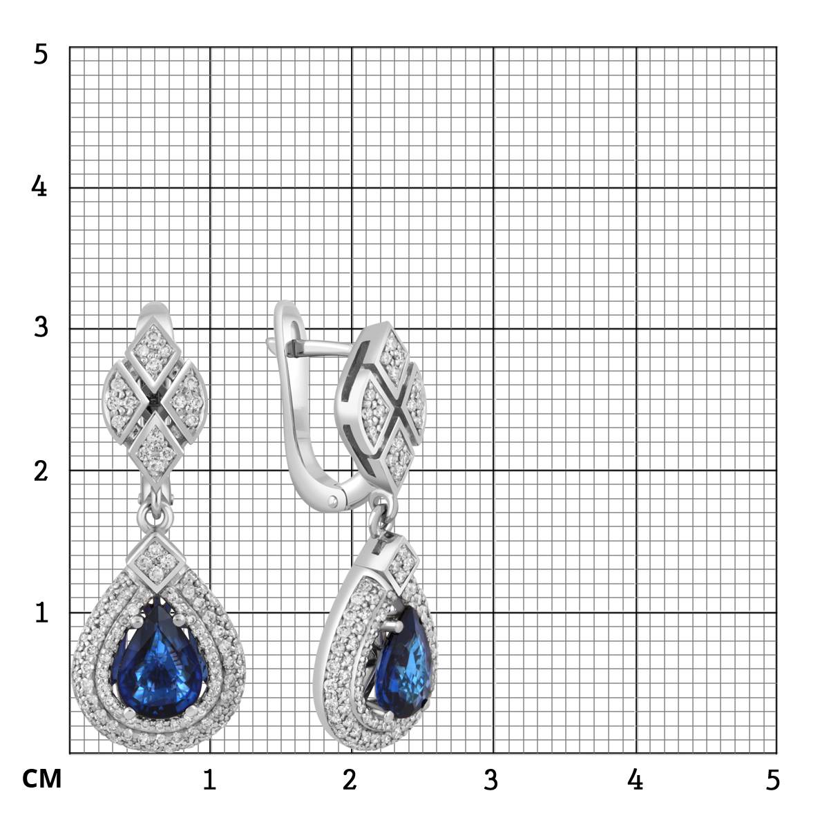 Серьги из белого золота с бриллиантами и сапфирами (049391)