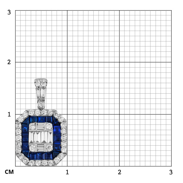 Кулон из белого золота с бриллиантами и сапфирами (042131)