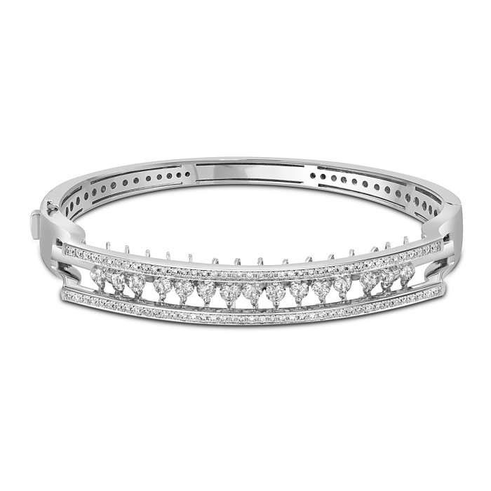 Браслет из белого золота с  "плавающими" бриллиантами (052895)