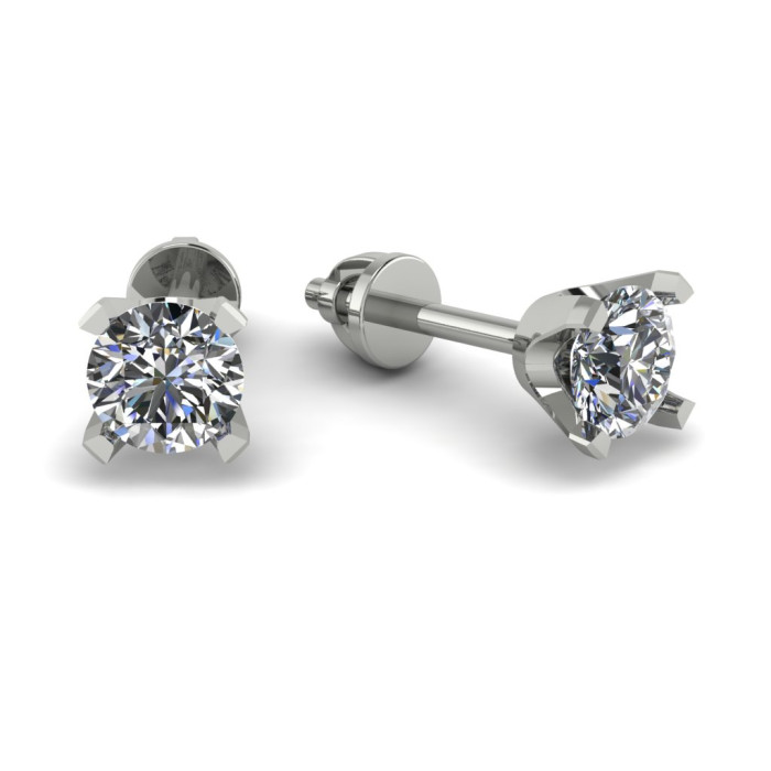 Серьги пусеты из белого золота с бриллиантами (052967)