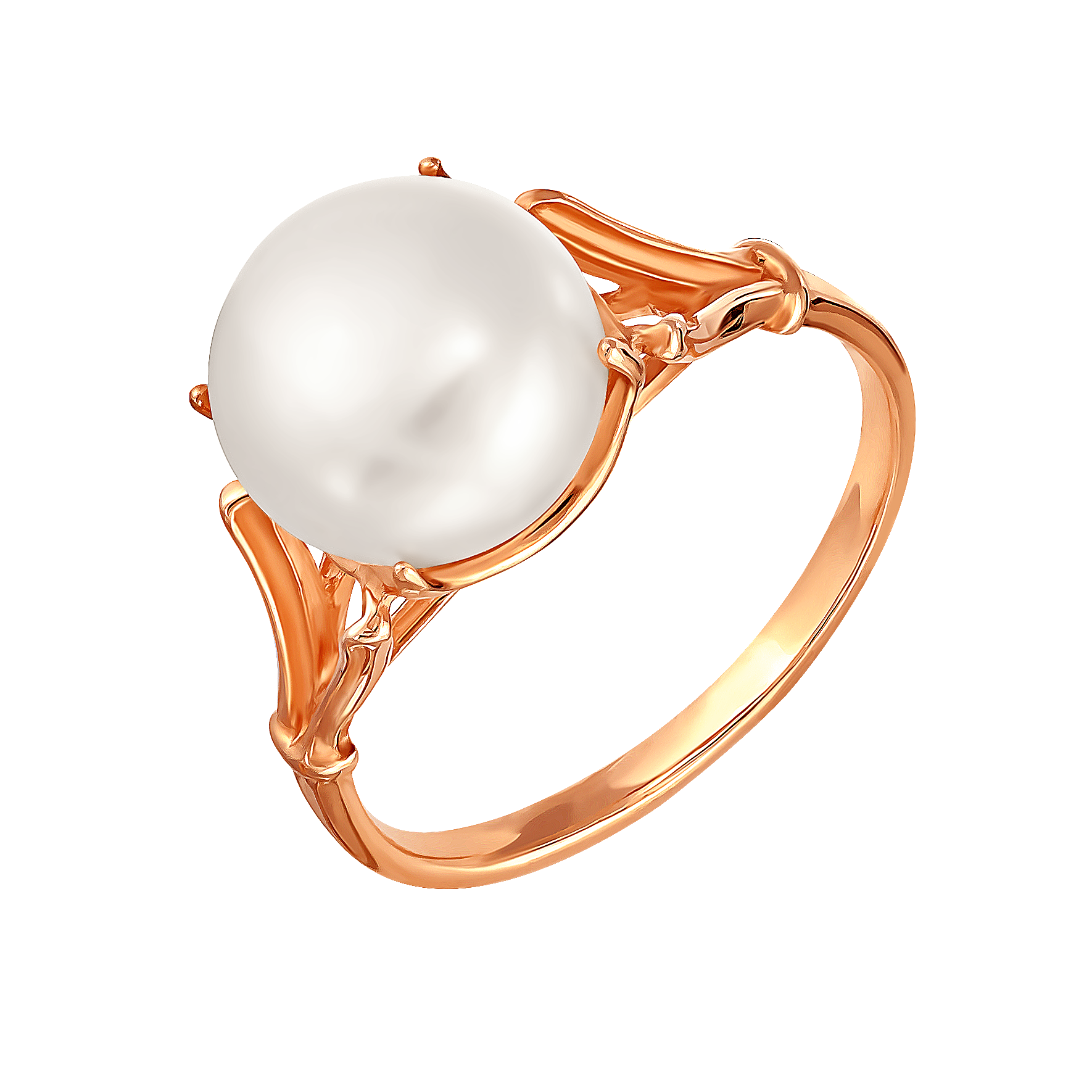 Кольцо из красного золота с жемчугом (041642)