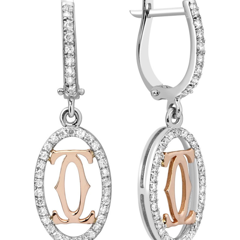 Серьги из комбинированного золота с бриллиантами (014185)