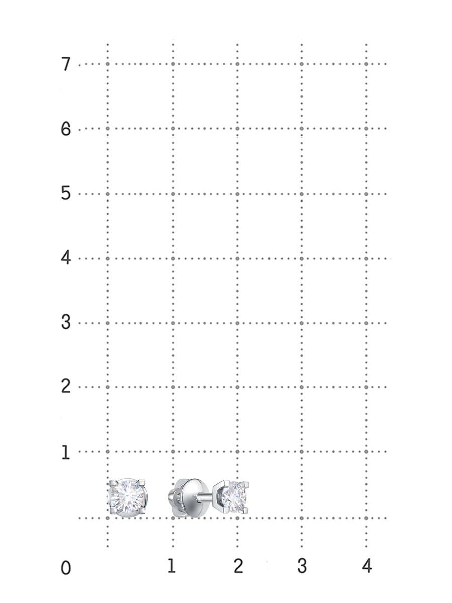 Серьги пусеты из платины с бриллиантами  (060623)