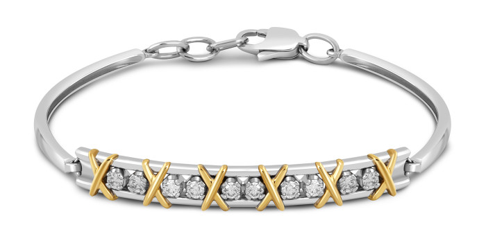 Браслет из комбинированного золота с бриллиантами (046447)