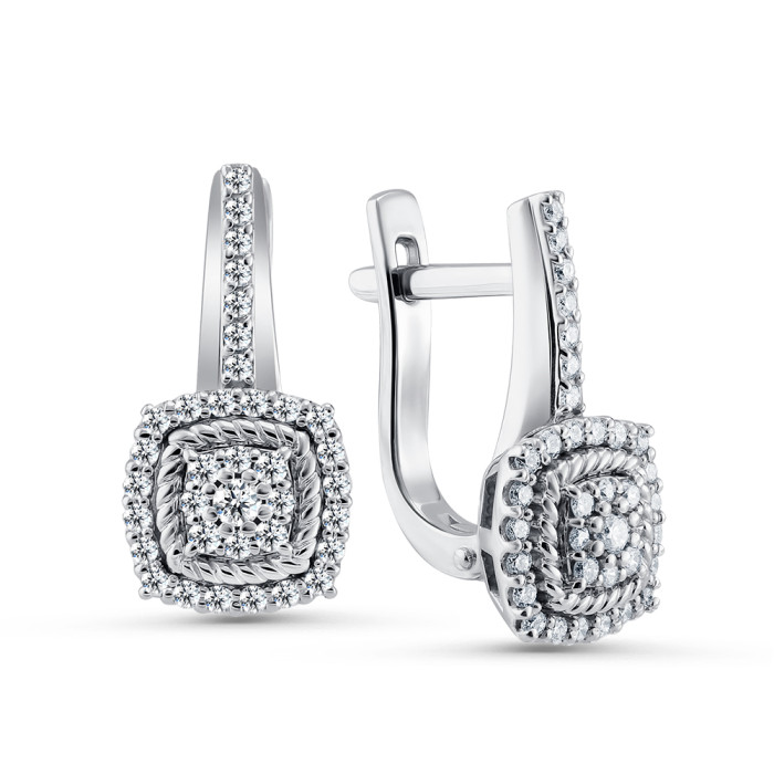 Серьги из белого золота с бриллиантами (055007)