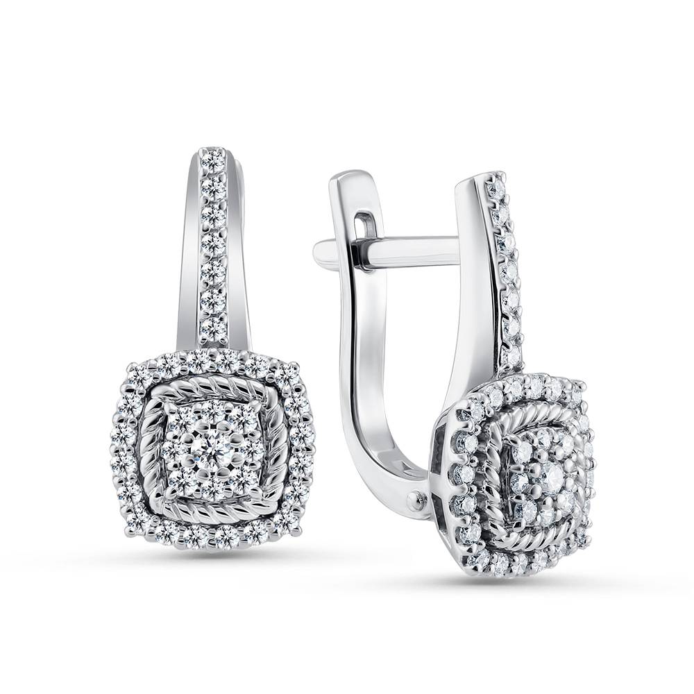Серьги из белого золота с бриллиантами (055007)