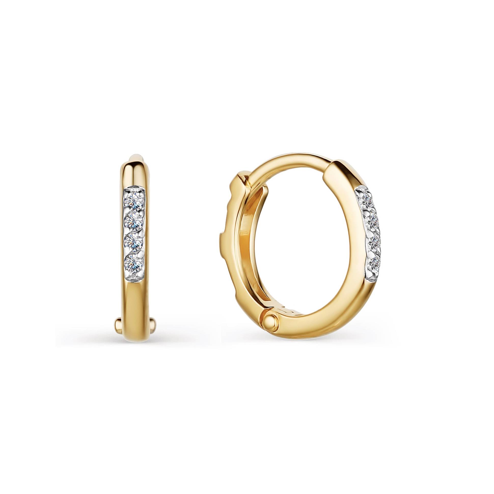 Серьги конго из жёлтого золота с бриллиантами (050451)