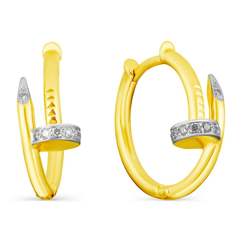 Серьги конго из жёлтого золота с бриллиантами (056183)