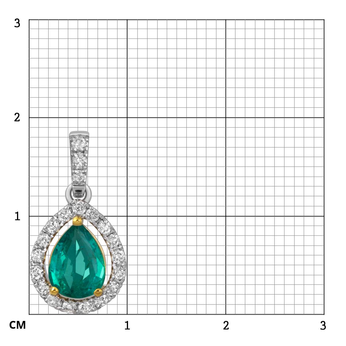 Кулон из белого золота с бриллиантами и изумрудом (052545)