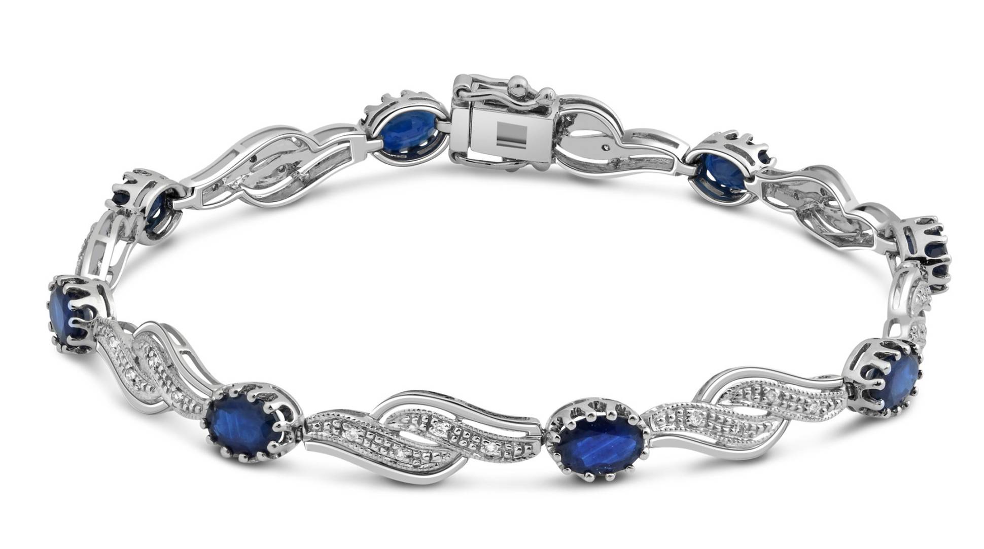 Браслет из белого золота с бриллиантами и сапфирами (023985)