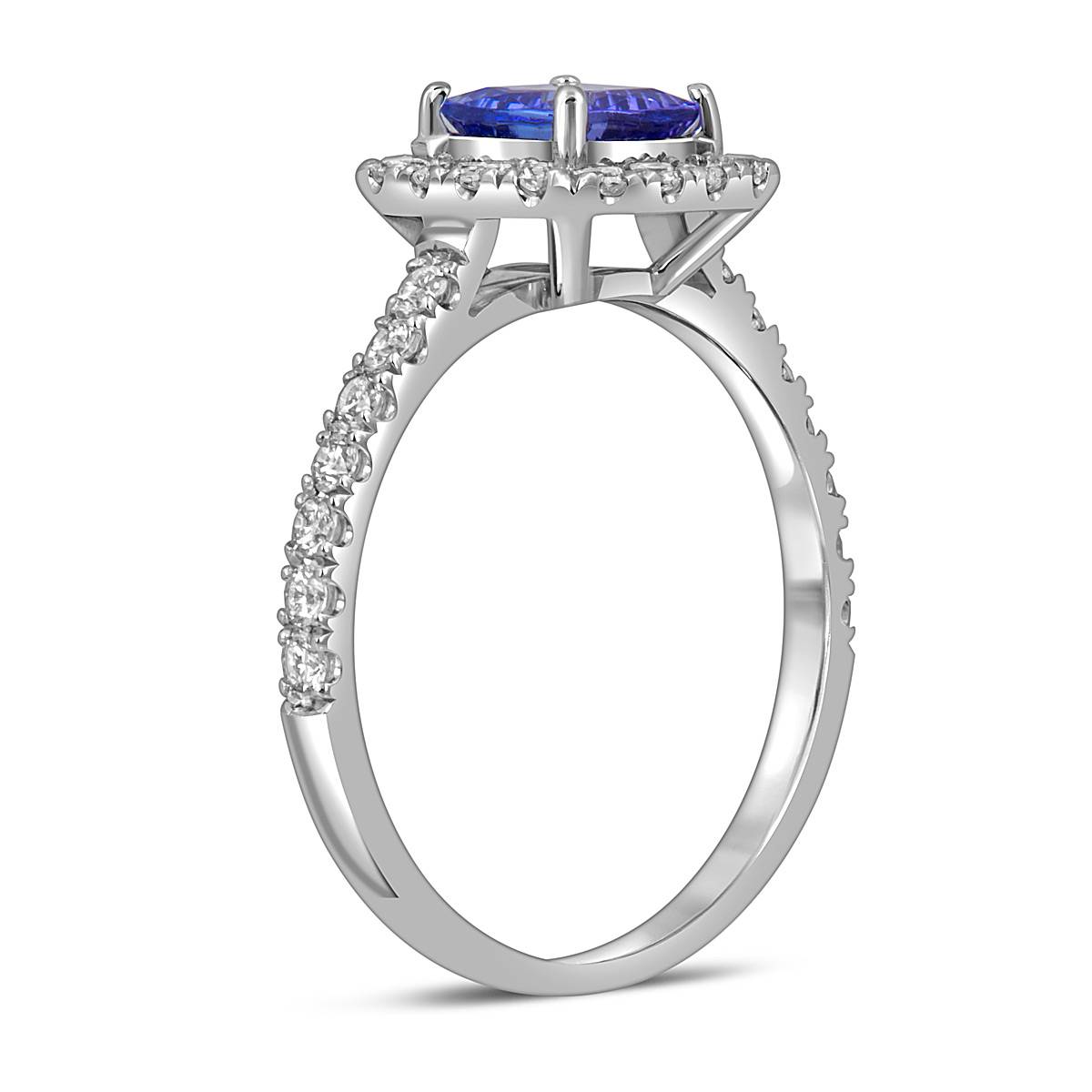 Кольцо из белого золота с бриллиантами и танзанитом (055652)