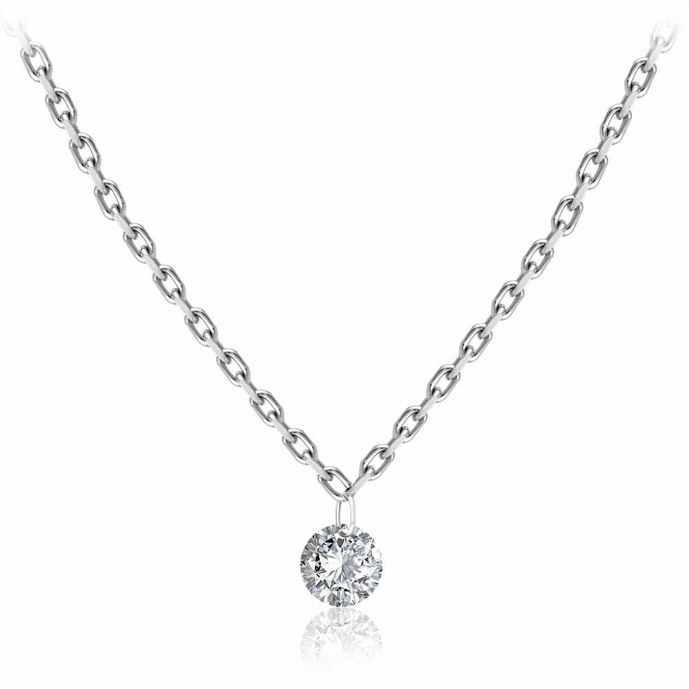 Колье из белого золота с бриллиантом (047760)