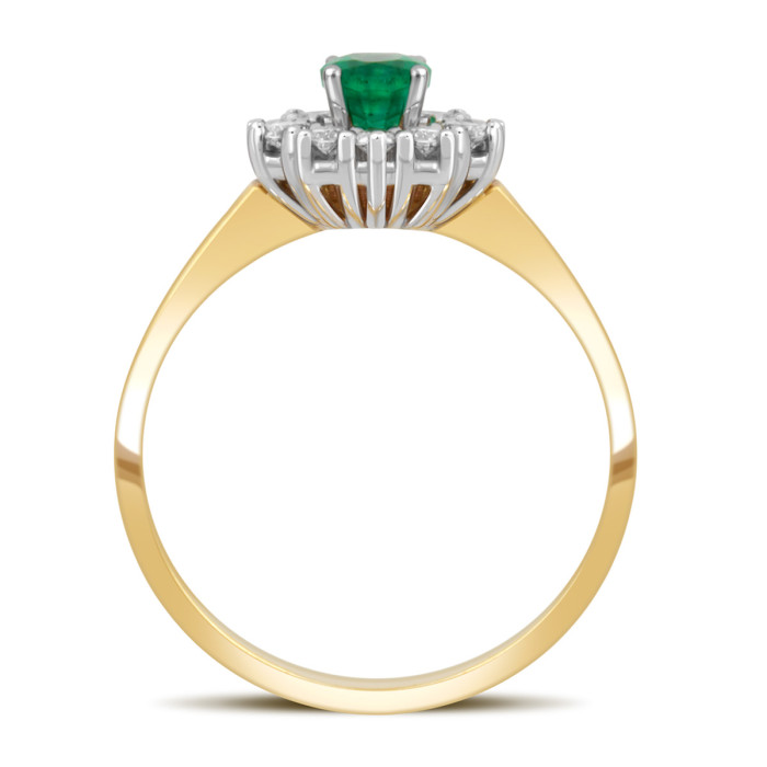 Кольцо из жёлтого золота с бриллиантами и изумрудом (039782)