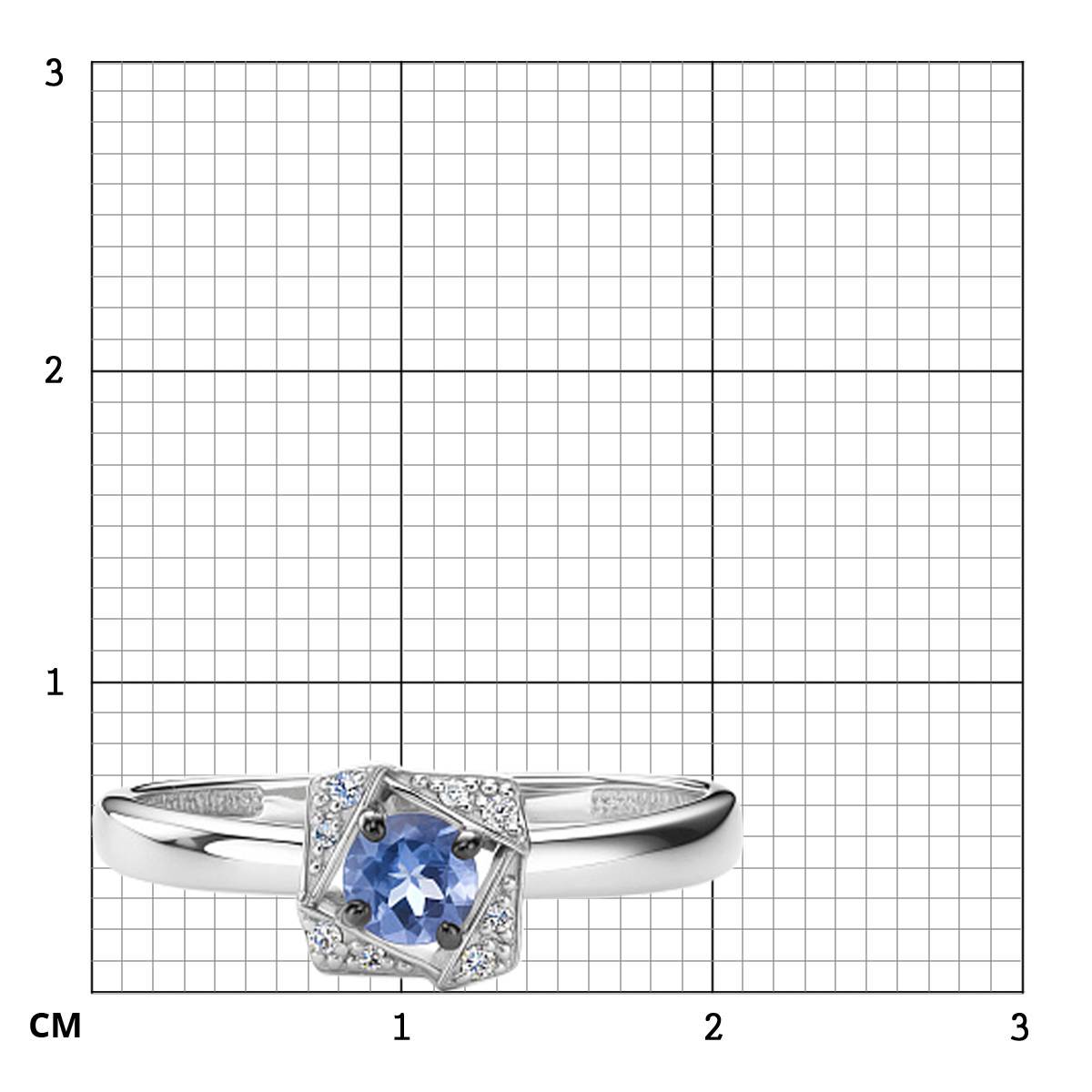 Кольцо из белого золота с танзанитом и бриллиантами (061187)